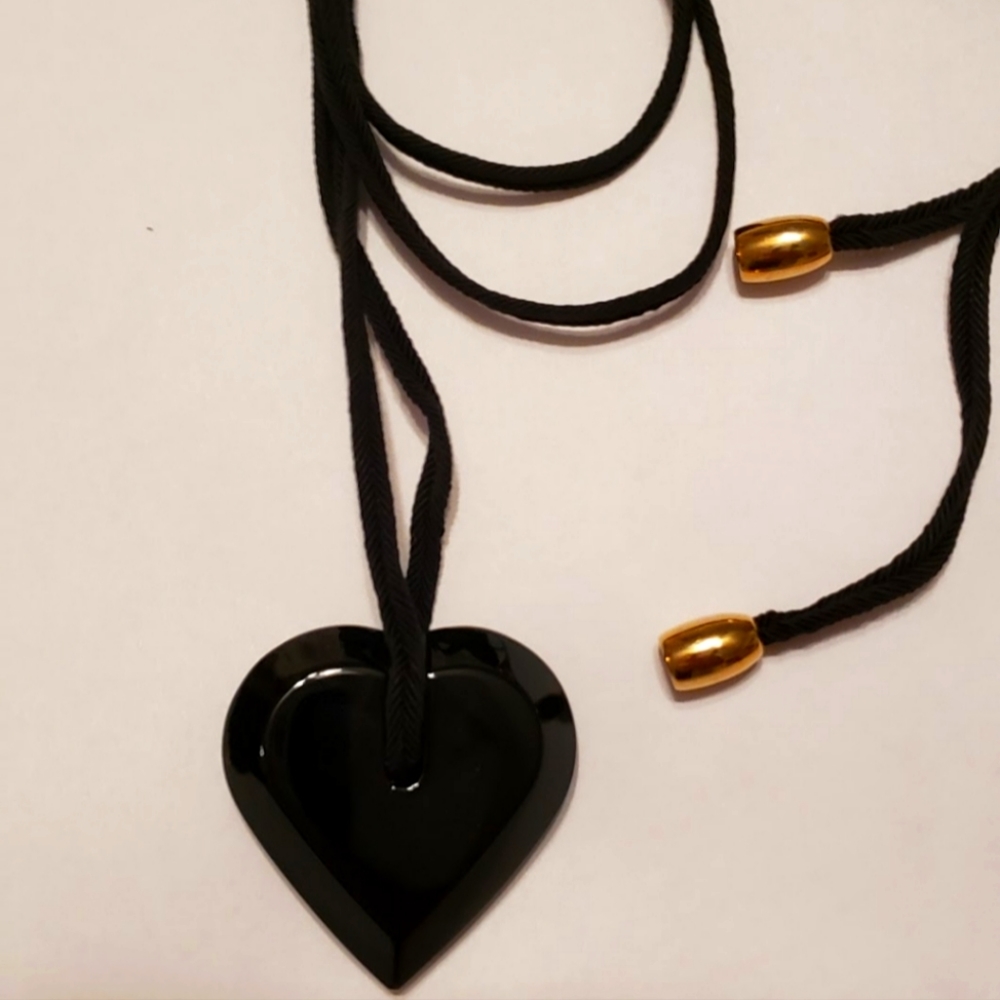 Baccarat Romance Heart Pendant Necklace Black Crystal